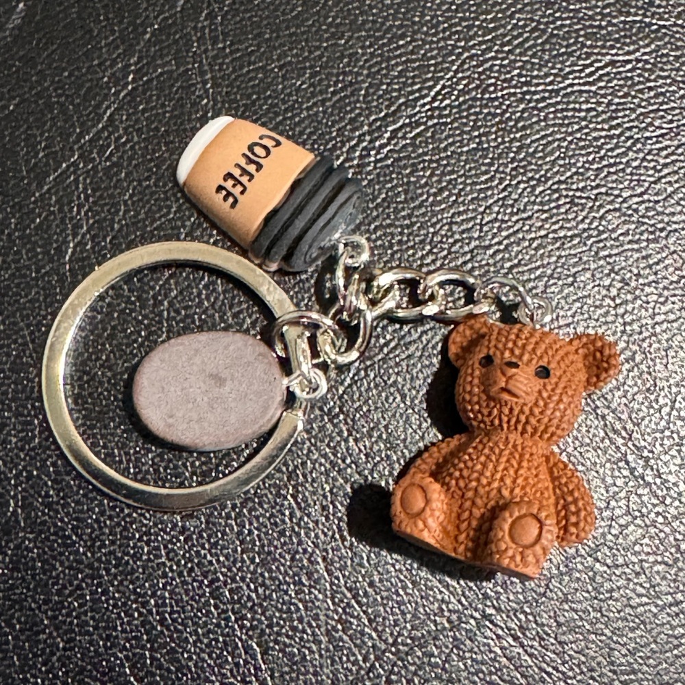 Teddy Bear And Coffee Cup Keychain